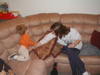 Brooke Tickling Avyns Belly Button Nov 2002