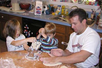 PastaDay2003WithBretCaruso_AvynAndSydneyMakingPasta